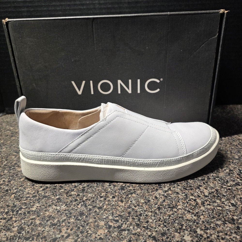 Vionic Zinah Sneakers Women's Size 8.5 White Leather Slip On Comfort Shoes